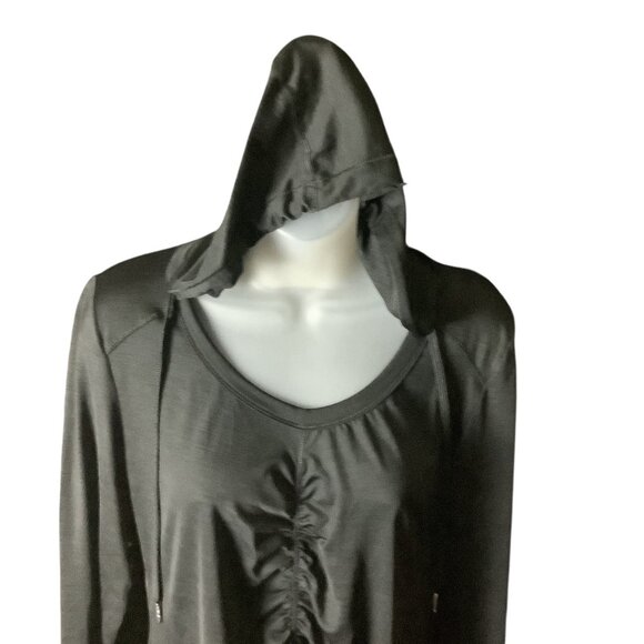 Calvin Klein Performance Quick Dry Womens Black Hooded Long Sleeve Ruched Top M - Picture 14 of 16
